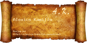 Alexics Kamilla névjegykártya