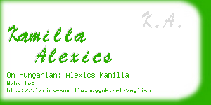 kamilla alexics business card